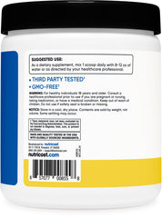 Nutricost BCAA Pineapple label close-up, highlighting quality and third-party testing