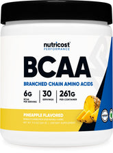 Nutricost BCAA Pineapple tub front view, ideal for pre- or post-workout mixing