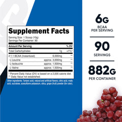 Nutricost BCAA Powder grape flavor mixed in water after workouts.