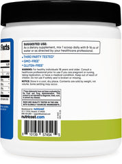 Nutricost BCAA Peach Pear glass with ice suggests refreshing workout drink
