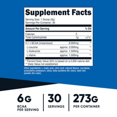 Nutricost BCAA Powder Peach Pear scoop highlights convenient 30-serving portion for on-the-go mixing