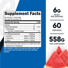 Nutricost BCAA Watermelon tub opened with scoop ready to mix after training