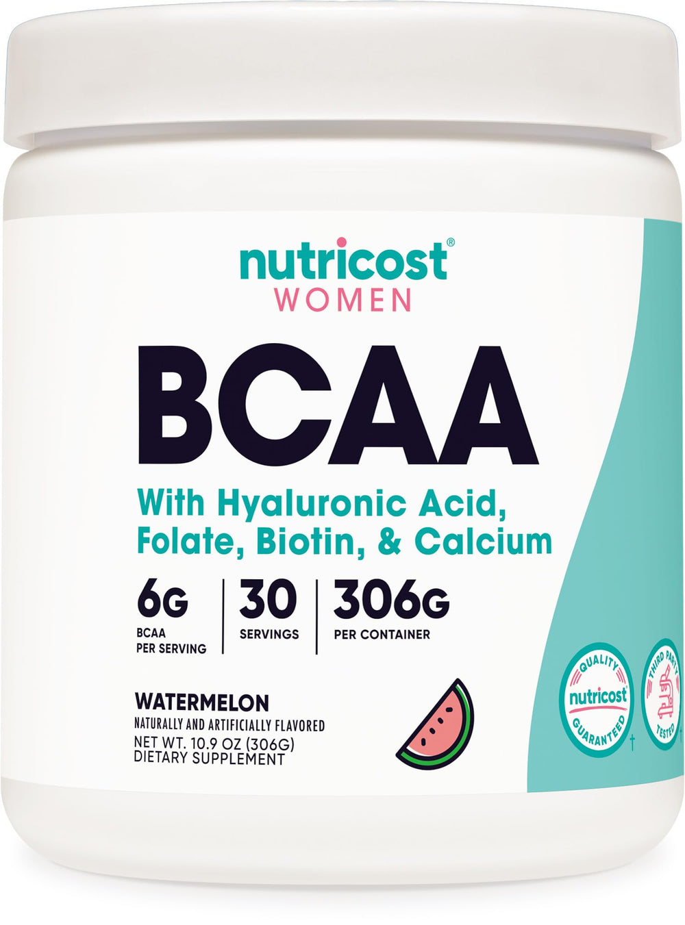 Nutricost BCAA for Women Watermelon bottle displayed for refreshing post-workout support