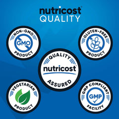 Nutricost BCAA Powder grape label shows NSF and ISO testing for quality.