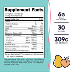 Nutricost BCAA for Women Peach Mango scoop for precise daily dosing