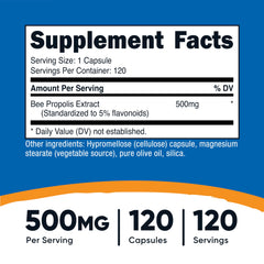 Close-up of Nutricost Bee Propolis 5% flavonoids indicating quality and potency