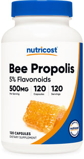 Nutricost Bee Propolis 500mg capsules in bottle for daily routine wellness