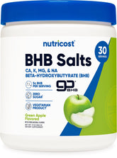 Nutricost BHB salts drink mix green apple bottle for daily energy and flavor.
