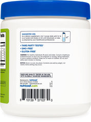 Nutricost BHB salts drink mix green apple label highlights quality standards.