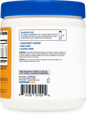 Nutricost BHB Salts Drink Mix poured into a glass with Peach Mango aroma.