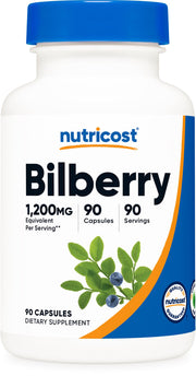 Nutricost Bilberry capsules bottle front for daily routine