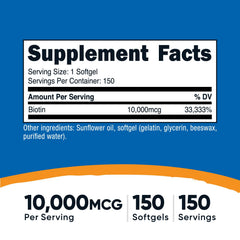 Nutricost Biotin softgels close-up for easy daily intake