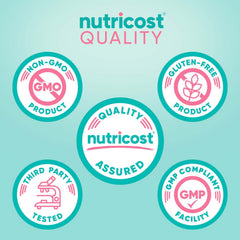 Nutricost Biotin capsules label featuring marine collagen per capsule