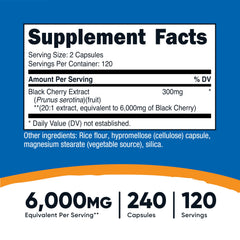 Nutricost Black Cherry Extract label closeup with vegan and gluten-free claims.
