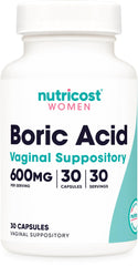 Nutricost boric acid 600mg bottle for easy daily use and convenient storage.