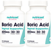 Nutricost Boric Acid 600mg vaginal suppository pack2 image for routine use.