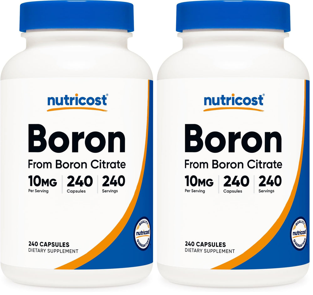 Nutricost Boron capsules bottle front for easy daily supplementation.