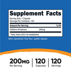 Nutricost caffeine pills capsules closeup emphasizing single-capsule serving convenience