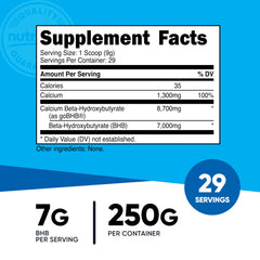 Nutricost Calcium BHB powder scoop demonstrates precise daily dosing.