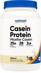 Nutricost Casein Vanilla 2lb packaging front with clean label for everyday use