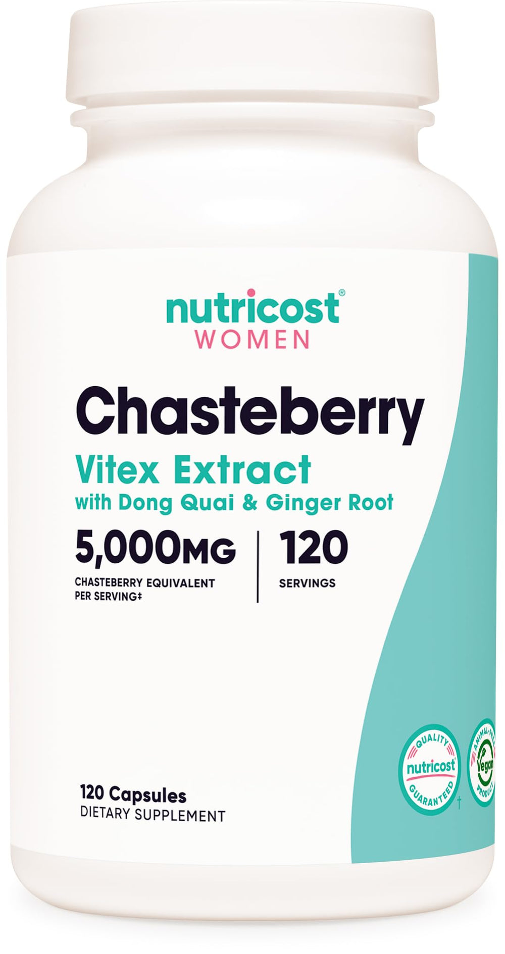 Nutricost chasteberry bottle with label for daily wellness.