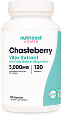 Nutricost chasteberry bottle with label for daily wellness.