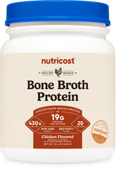 Nutricost Chicken Bone Broth Protein tub adds savory flavor to soups and stews.