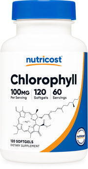 Nutricost Chlorophyll 100mg bottle front view for daily wellness