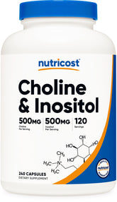 Nutricost Choline & Inositol bottle label closeup for ingredient clarity