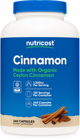 Nutricost Cinnamon Capsules bottle for a simple daily cinnamon routine.