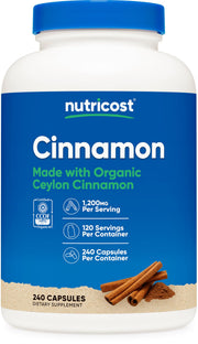 Nutricost Cinnamon Capsules bottle for a simple daily cinnamon routine.
