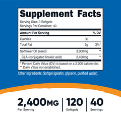 Nutricost CLA: etiqueta clara con datos de pureza y pruebas.