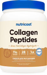 Nutricost collagen peptides bottle front, gluten-free and grass-fed