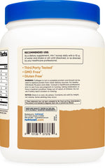 Nutricost collagen peptides label close-up highlighting third-party testing