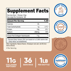 Nutricost label close-up highlighting grass-fed, non-GMO and gluten-free notes