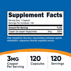 Nutricost Copper Glycinate Capsules close-up showing easy daily intake.