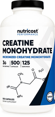 Nutricost creatine micronized bottle front for daily use