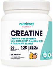 Nutricost Creatine Monohydrate Peach Mango bottle ready for workouts