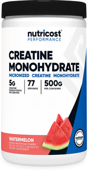 Nutricost Creatine Monohydrate Watermelon bottle for easy daily workouts.