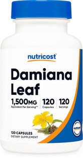 Nutricost Damiana Leaf Capsules bottle front for daily wellness support