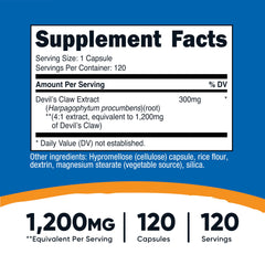 Nutricost Devil's Claw capsules closeup highlighting veggie capsules