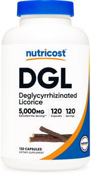 Nutricost DGL capsules bottle close-up highlighting quality and potency