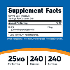 Nutricost DHEA capsules 240-count arranged for routine use