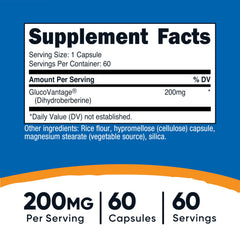 Nutricost dihydroberberine capsules pouring from bottle for daily use