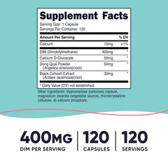 Nutricost DIM ingredients with Dong Quai, Calcium and Black Cohosh