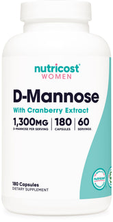Nutricost D-Mannose cranberry bottle front showing reliable daily supplement for women