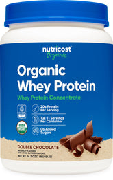 Nutricost Double Chocolate whey container for convenient protein