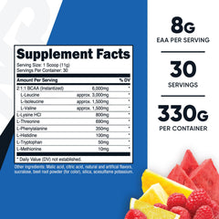 Nutricost EAA Powder Fruit Punch in a mixing glass for easy preparation