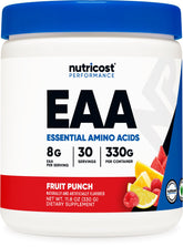 Nutricost EAA Powder Fruit Punch with serving scoop for precise measurement during workouts