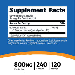 Nutricost Echinacea capsules inside bottle for convenient daily use.